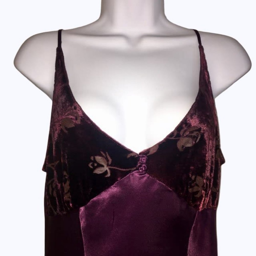 Full Length Purple Nightgown Burnout Velvet Bodice XS - Picture 2 of 4